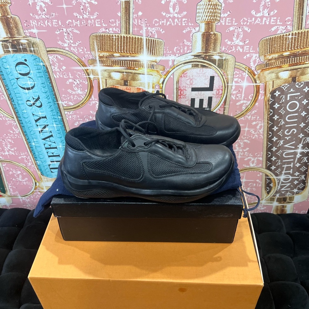 Prada Black Leather Sneakers